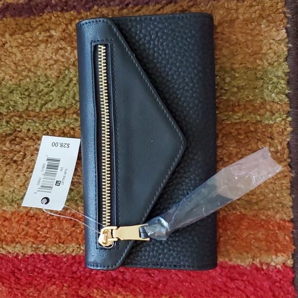 Womens Ophelia Roe Pebbled Faux Leather Flap Wallet Zipper Snap NWT - Picture 1 of 3